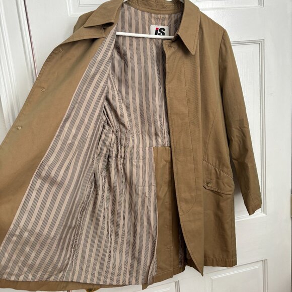 Issey Miyake Sport Jacket Vintage Chore Trench Khaki Brown Collared Coat Button - Picture 3 of 14